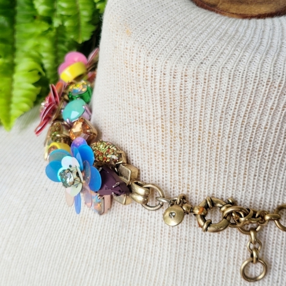 HTF J. Crew Blooming Sequin Paillete Brulee Necklace - Picture 4 of 7